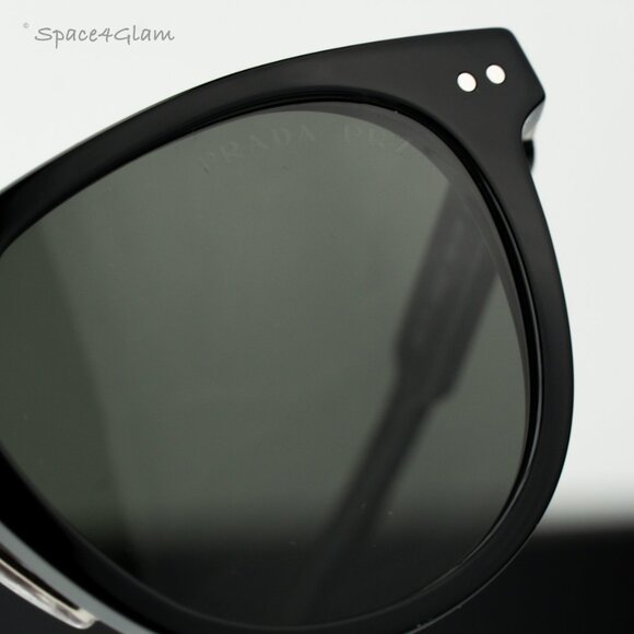 Prada Women Sunglasses Black Green Polarized Oval PR17YS 1AB03R BRAND NEW - Picture 9 of 10